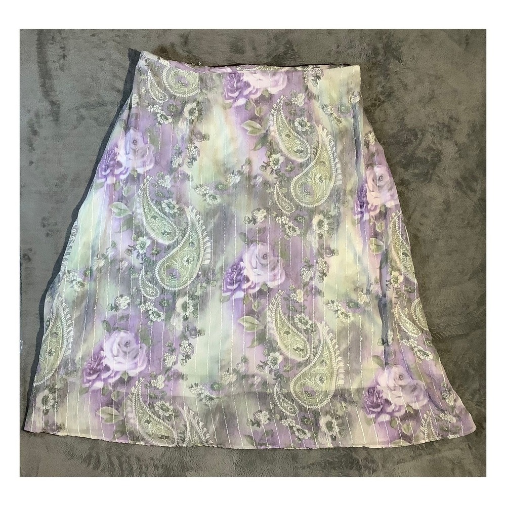 Dressbarn Women's Plus Size‎ Floral Paisley Chiffon Skirt Size 24